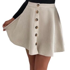 Cream Button-Up Skirt S